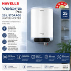 Havells Velora Pro 25 Litres Storage Water Geyser (White & Blue, Corrosion Resistant)