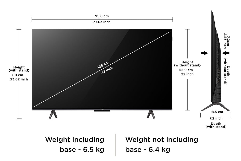 TCL 43 Inch (108 cm) QLED 4K UHD Smart Google TV  P7K