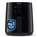 Black Philips air fryer with 'India's No.1 Airfryer Brand' label on a white background