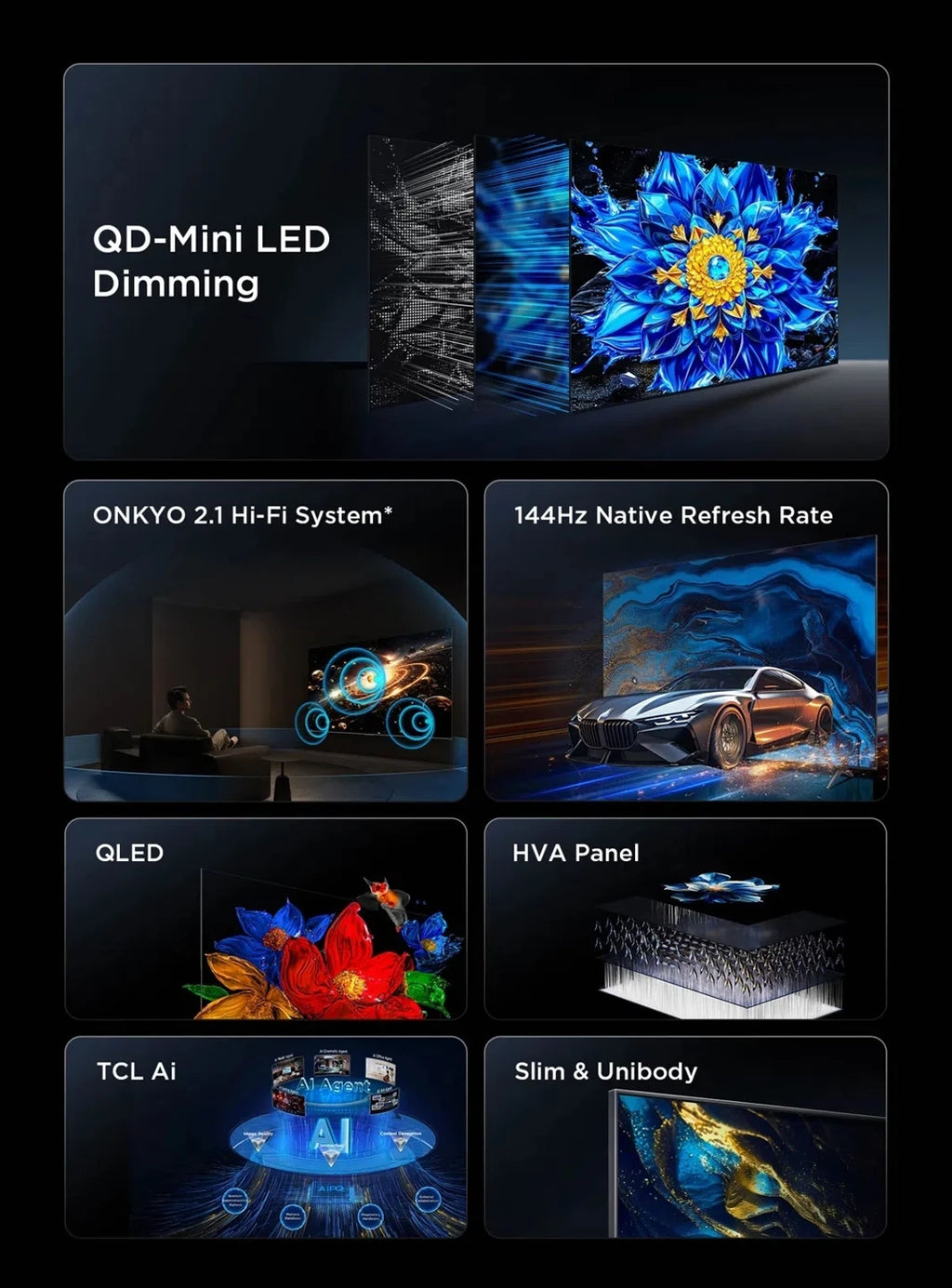 TCL 55 Inch 4K QLED Smart Google TV (55P8L)