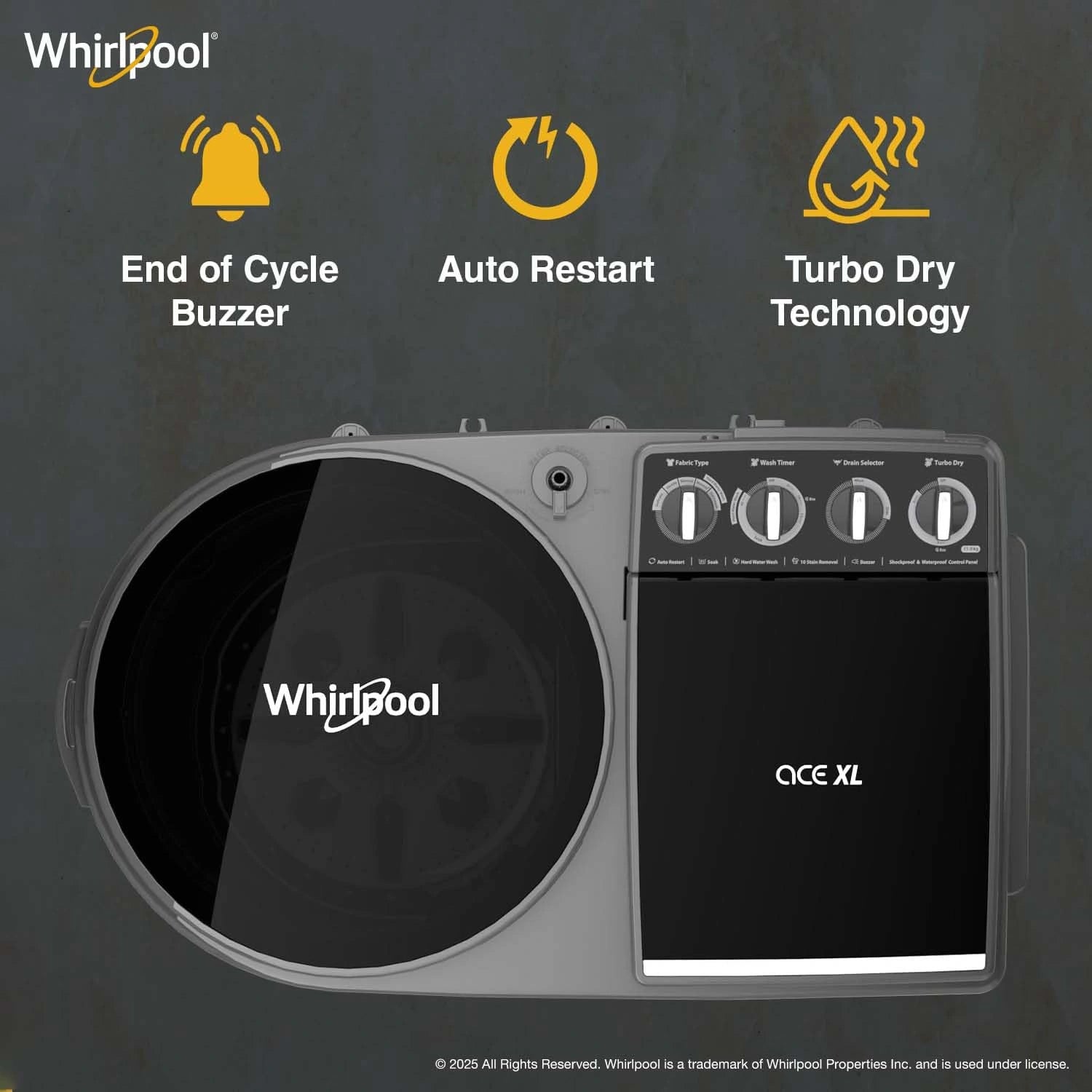 Whirlpool 11kg Refrigerator Tub and Dynamix Detergent Dispenser with 5 Years Product Warranty