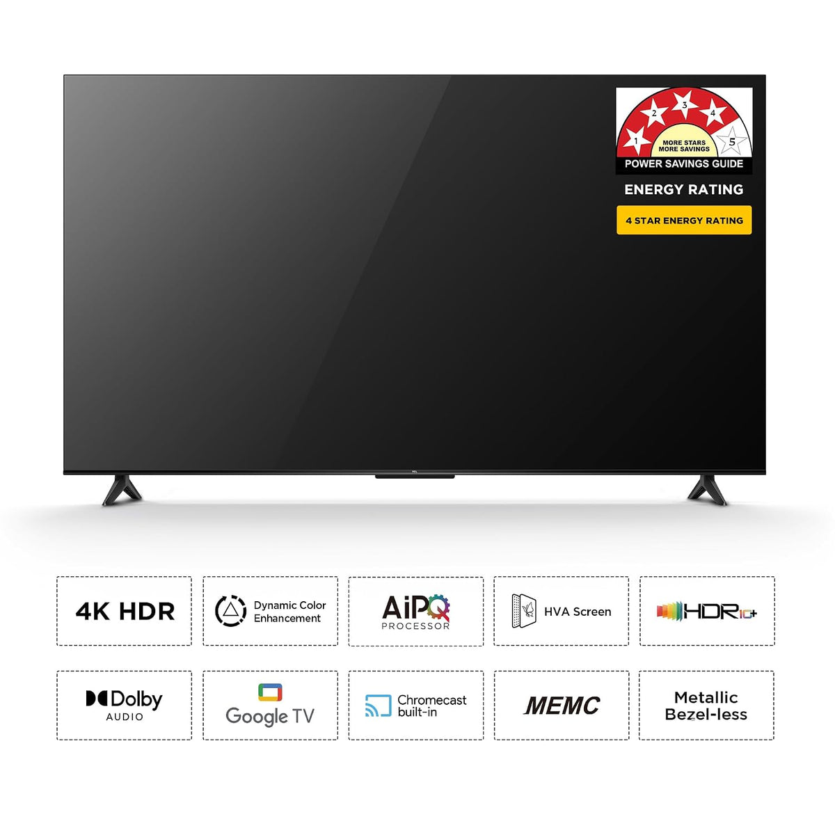 TCL P6L 139 cm (55 inch) 4K HDR Smart Google TV | HVA Panel | HDR 10 | AiPQ Processor | Dolby Audio | Game Master | Metallic Bezel-less Design (55P6L)