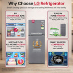 LG 322 L Double Door Refrigerator, Smart Inverter Compressor, Auto Smart Connect, Dazzle Steel, 2 Star
