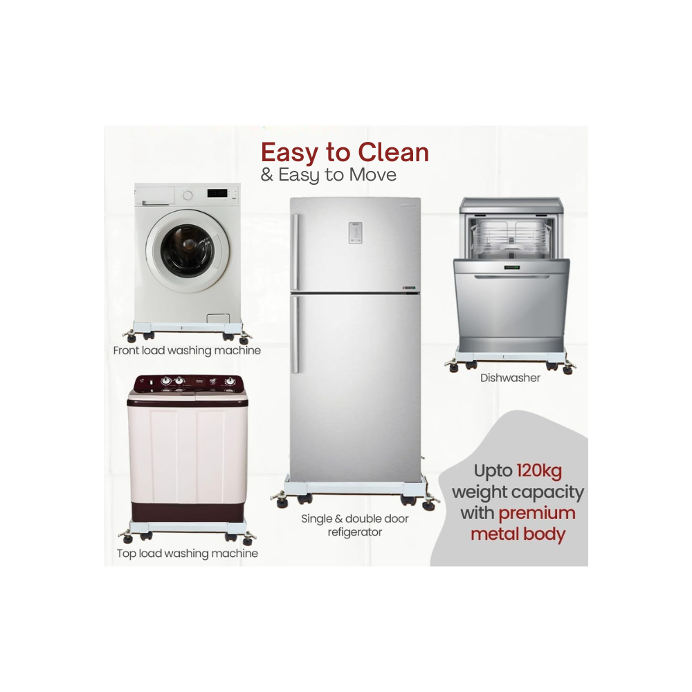 Universal Adjustable Washing Machine Trolley with Wheels (Top & Front Load)