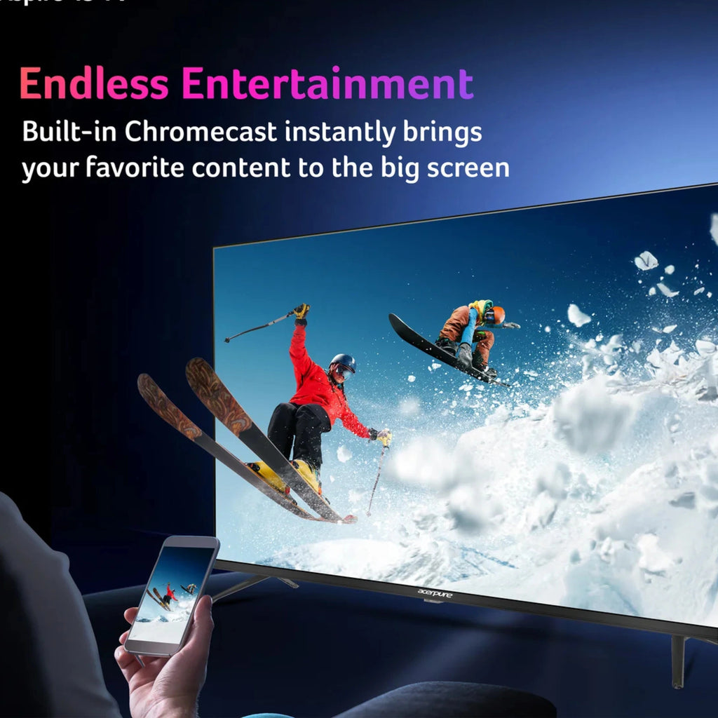 Acerpure 55 Inch Smart TV Voice Remote and Connectivity Panel with Full CSD Card Verification and Authorized Brand Warranty Support at Keshav Enterprises
