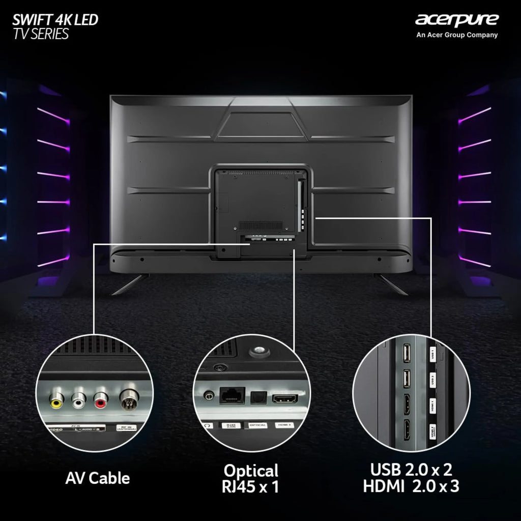 Acerpure 65 Inch (165 cm) Swift Series UHD 4K LED Smart Google TV AP65UG51ASFTD (Black)