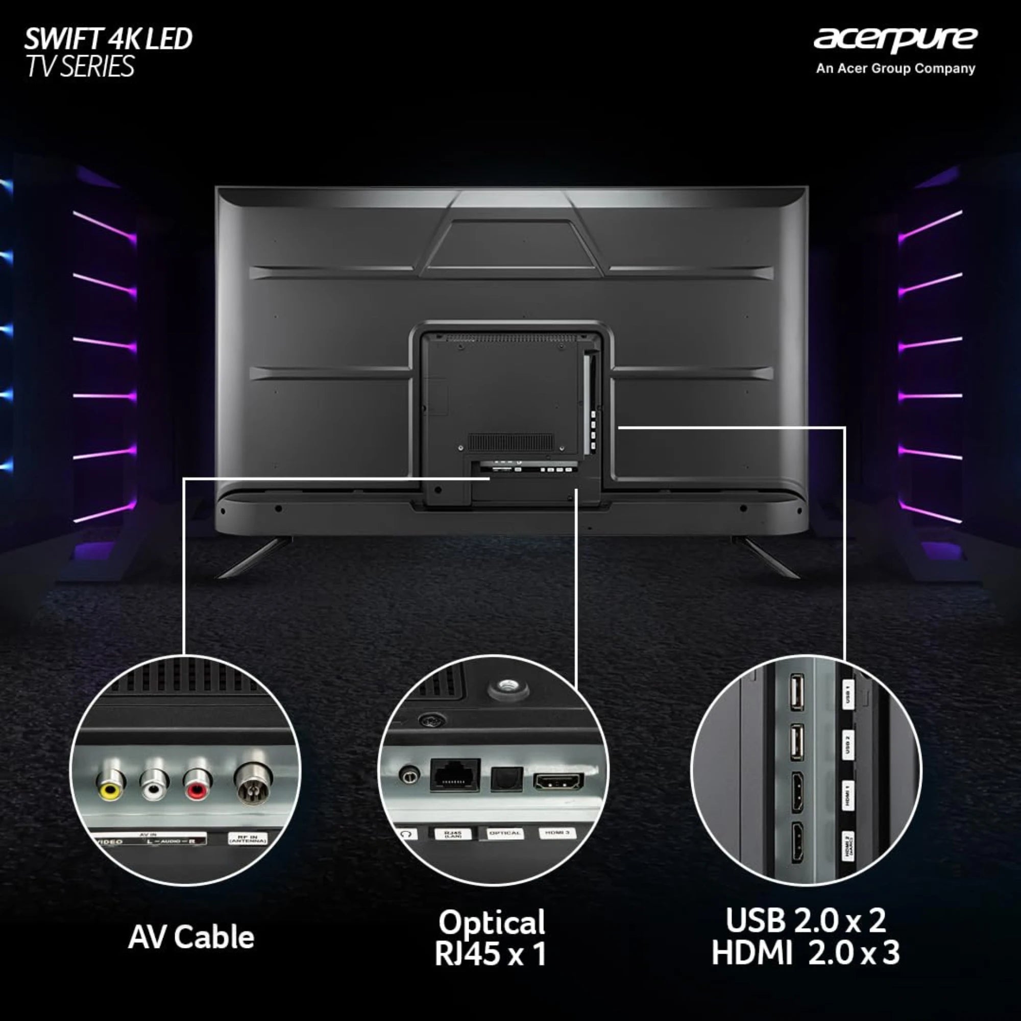 Acerpure 65 Inch (165 cm) Swift Series UHD 4K LED Smart Google TV AP65UG51ASFTD (Black)