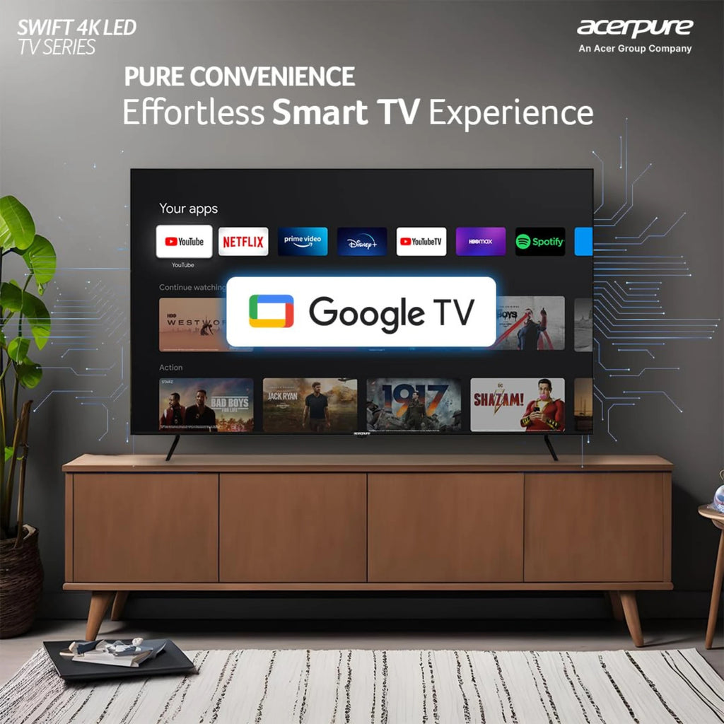 Acerpure 65 Inch (165 cm) Swift Series UHD 4K LED Smart Google TV AP65UG51ASFTD (Black)