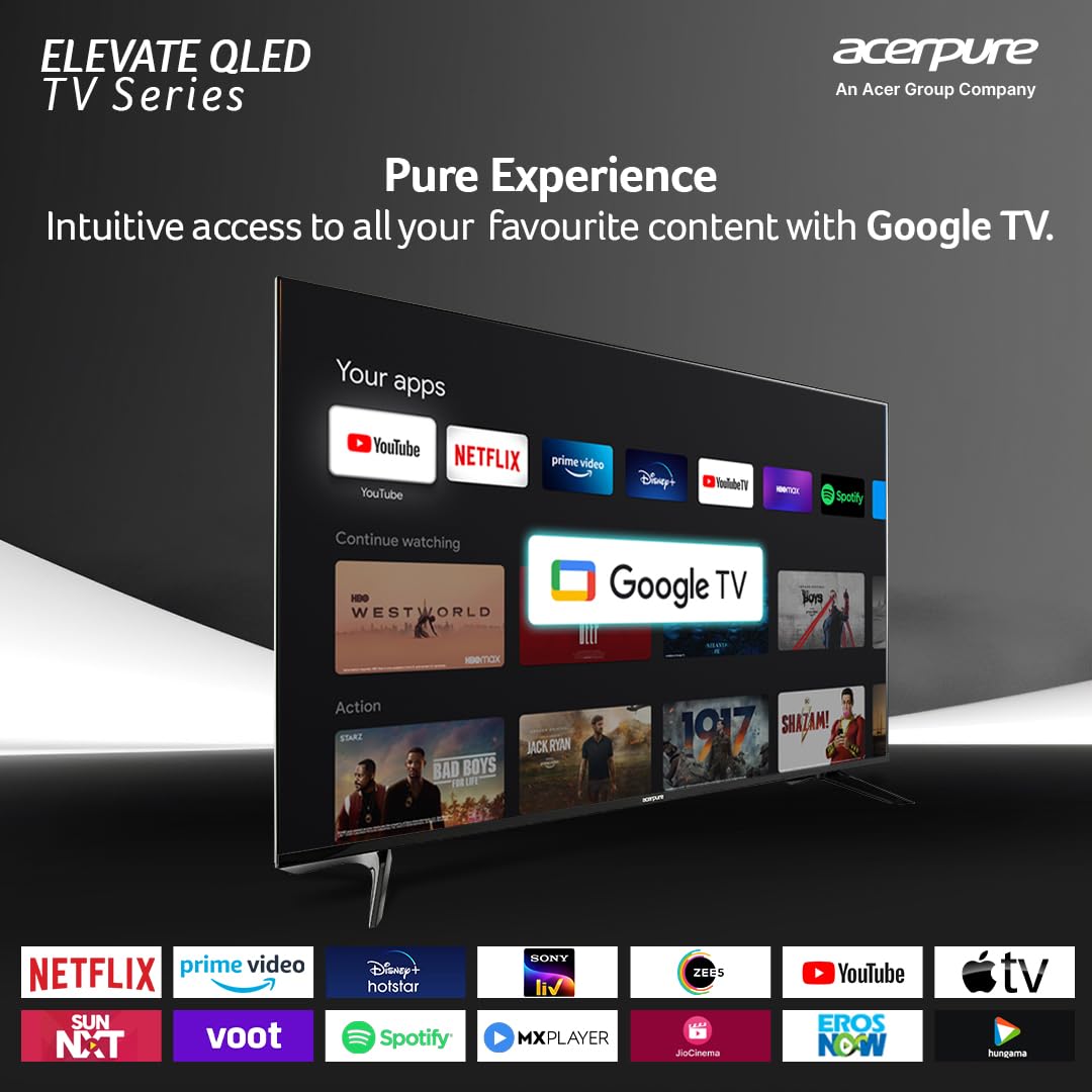 Acerpure 55 Inch 4K UHD Smart Google TV AP55UG51QEVTD Bezel Less Display with Exclusive CSD Defense Canteen Discounts at Kanha Electronics Amritsar