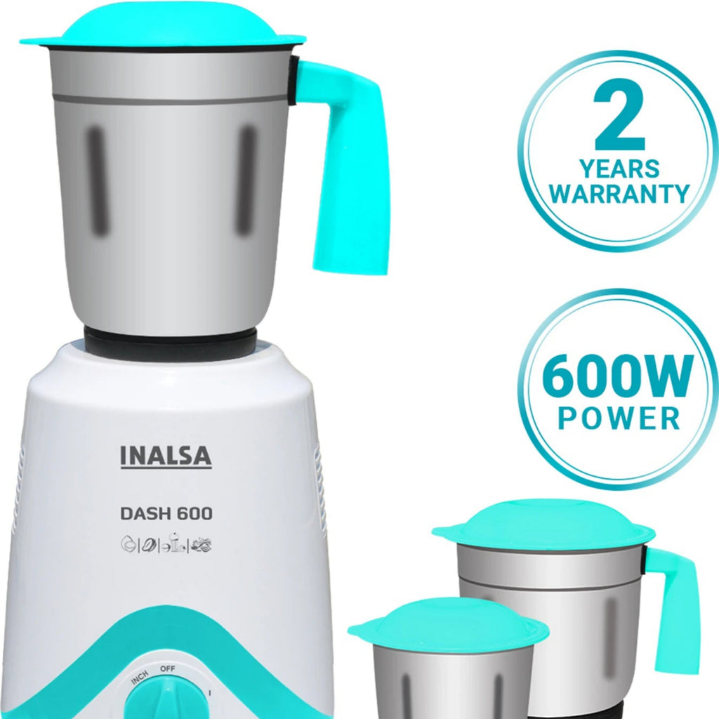 Inalsa Dash 600W Mixer Grinder with 3 Jars