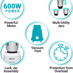 Inalsa Dash 600W Mixer Grinder with 3 Jars