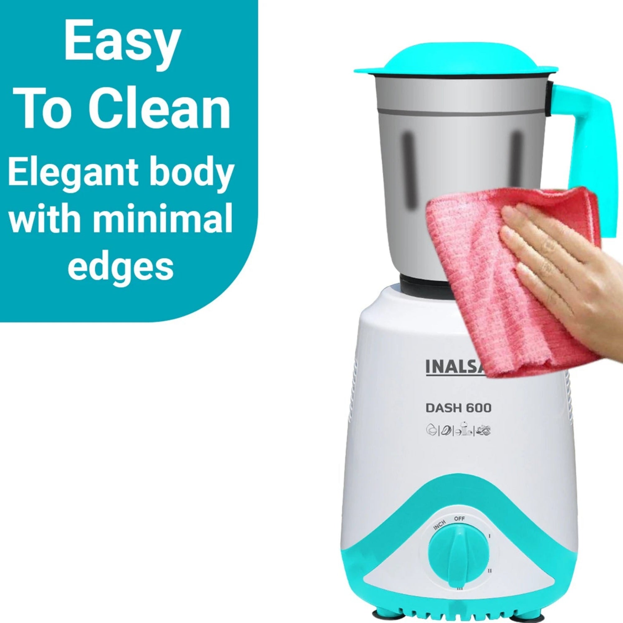Inalsa Dash 600W Mixer Grinder with 3 Jars