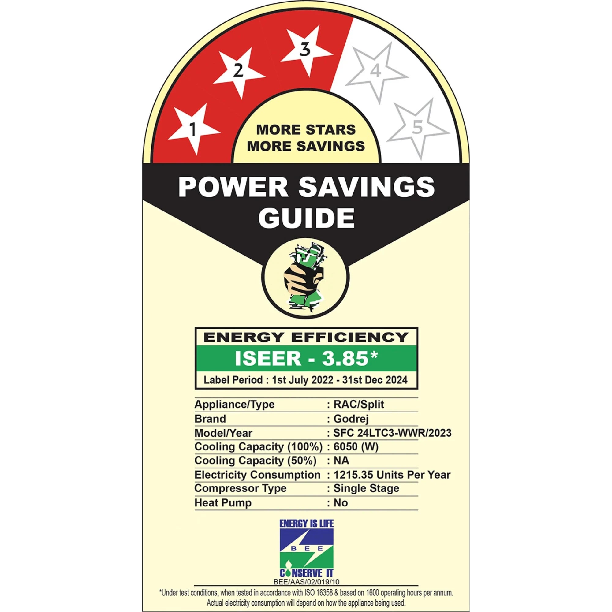 Godrej 2 Ton 3 Star, 4-Way Air Swing, Fixed Speed Split AC (Copper, Anti-Dust Filter, AC 2T SFC 24LTC3-WWR, White)