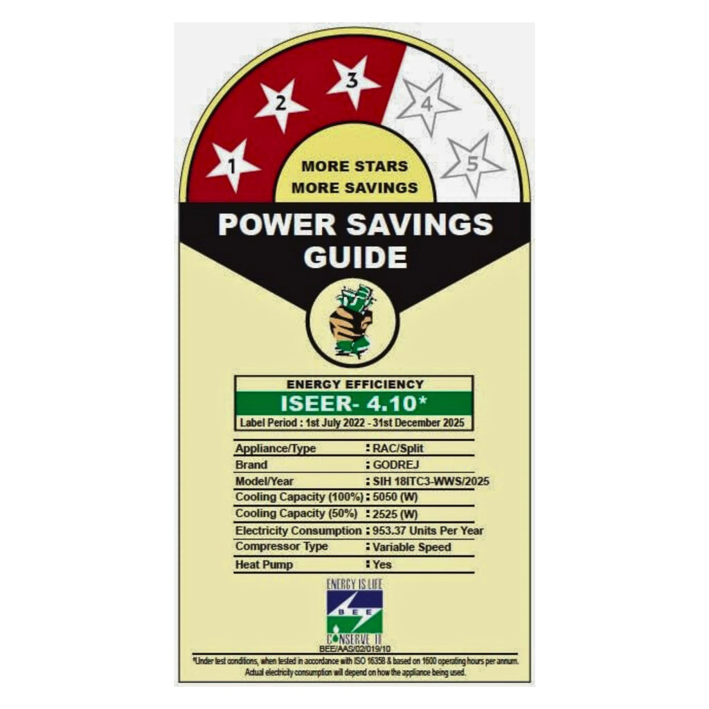 Godrej 1.5 Ton 3 Star, Hot & Cold 52°C to -7°C, 5 Years Comprehensive Warranty, AI Powered, 4 Way Air Swing, Self Clean Technology, Inverter Split AC