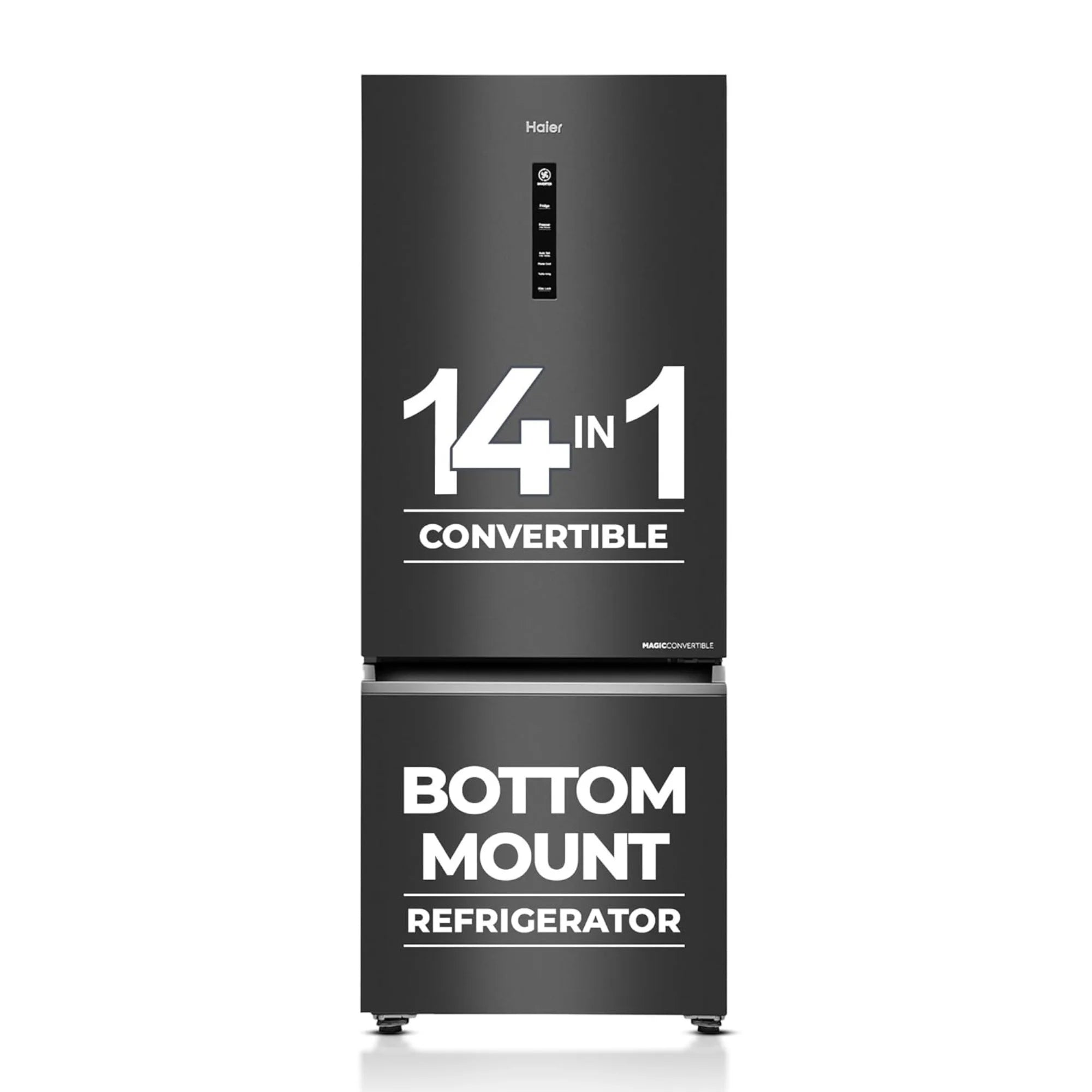 haier 325 litre bottom mount refrigerator graphite black front view