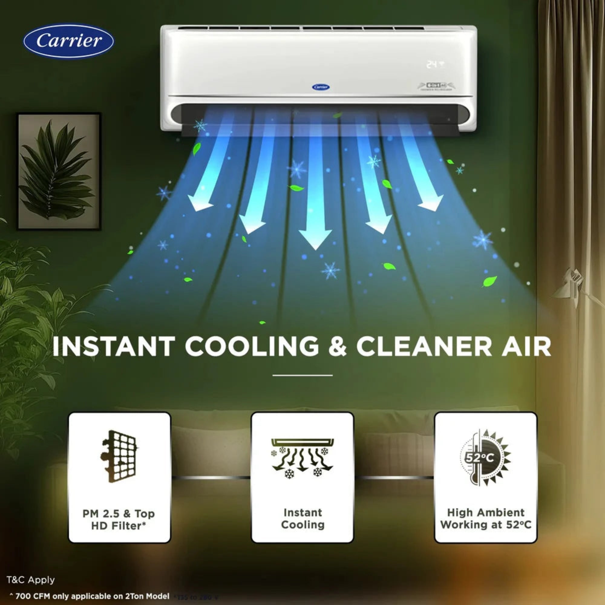 Carrier 1.5 Ton 3 star Hot & Cold Inverter AC