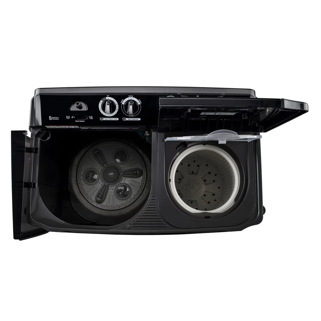 LG 11.5Kg Semi Automatic Washing Machine, Roller Jet Pulsator + Soak, Full Black, 5 Star