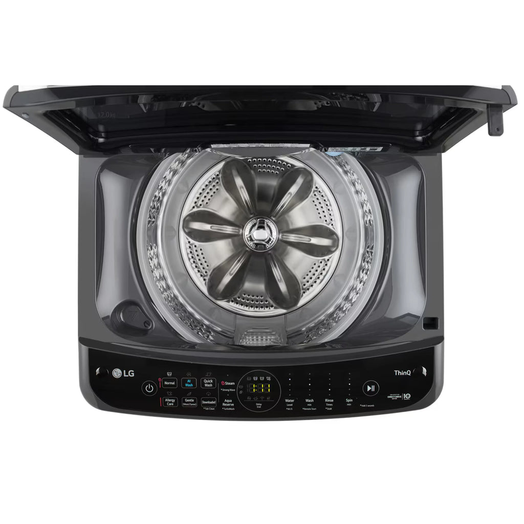 LG 12 Kg 5 Star Fully Automatic Top Load Washing Machine with AI Direct Drive™, TurboDrum™, In-built Heater & Wi-Fi (THD12SWM, Middle Black)