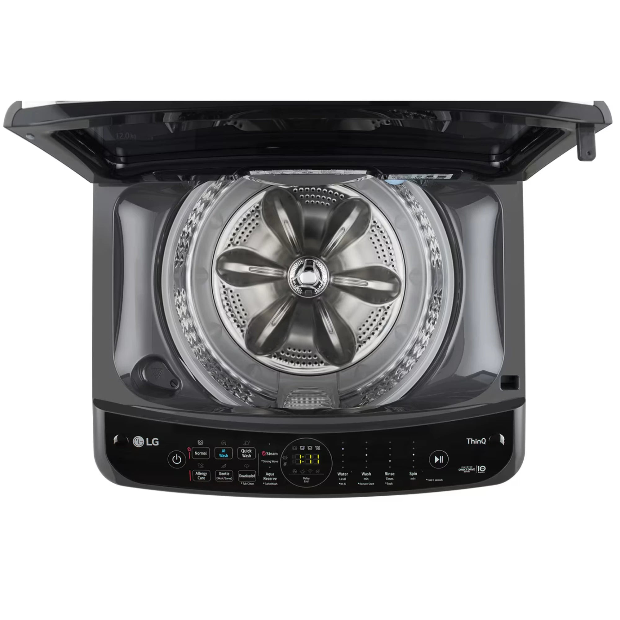 LG 12 Kg 5 Star Fully Automatic Top Load Washing Machine with AI Direct Drive™, TurboDrum™, In-built Heater & Wi-Fi (THD12SWM, Middle Black)