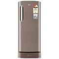 lg 224 litre single door refrigerator fawn steel front view