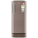 lg 224 litre single door refrigerator fawn steel front view