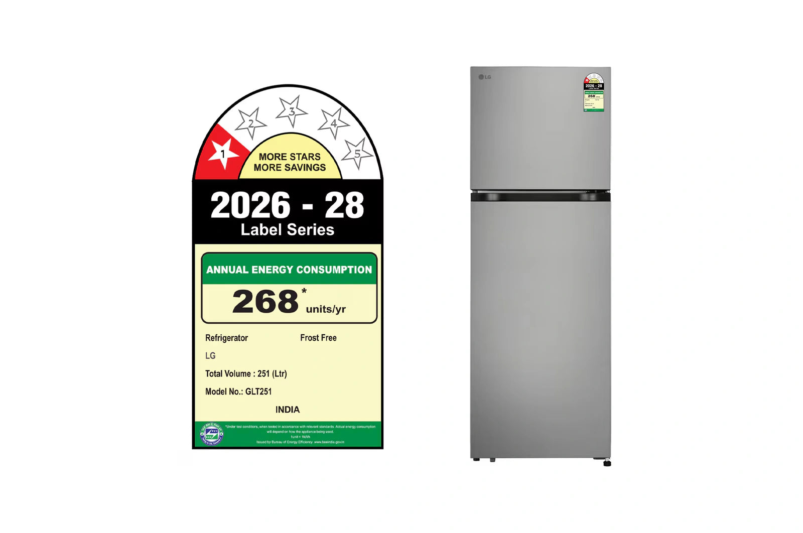 LG 251L Frost-Free Smart Inverter Double Door Refrigerator (GLT2516WWPZ)