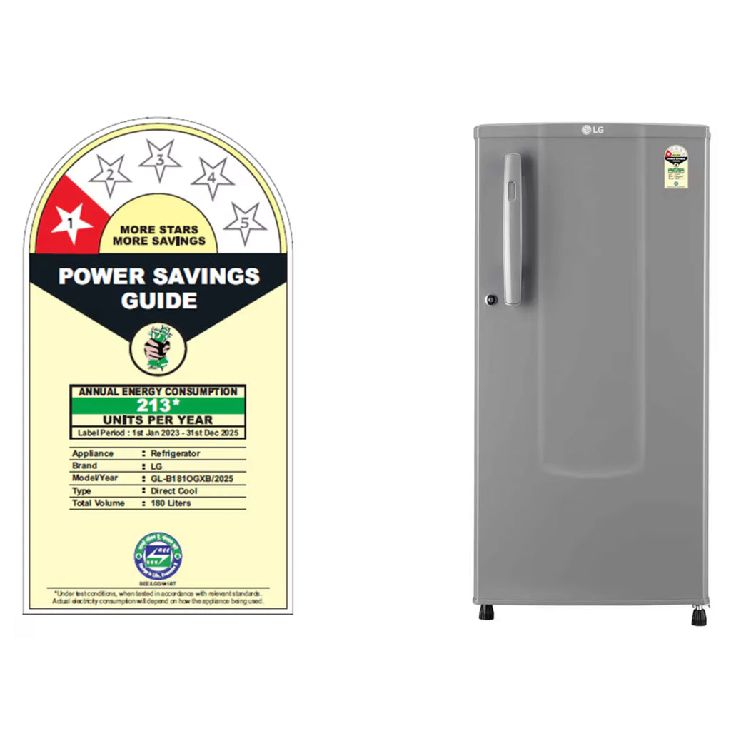LG 180 L Direct Cool Single Door Refrigerator (GL-B181OGXB) Grey Colour Price in Amritsar | Kanha Electronics