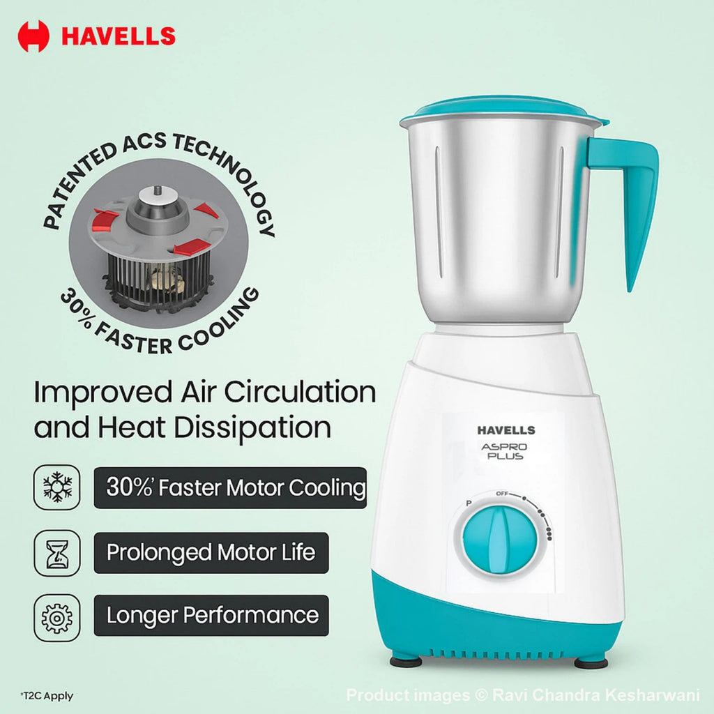 Havells Aspro Plus 500W Mixer Grinder with 3 Jars