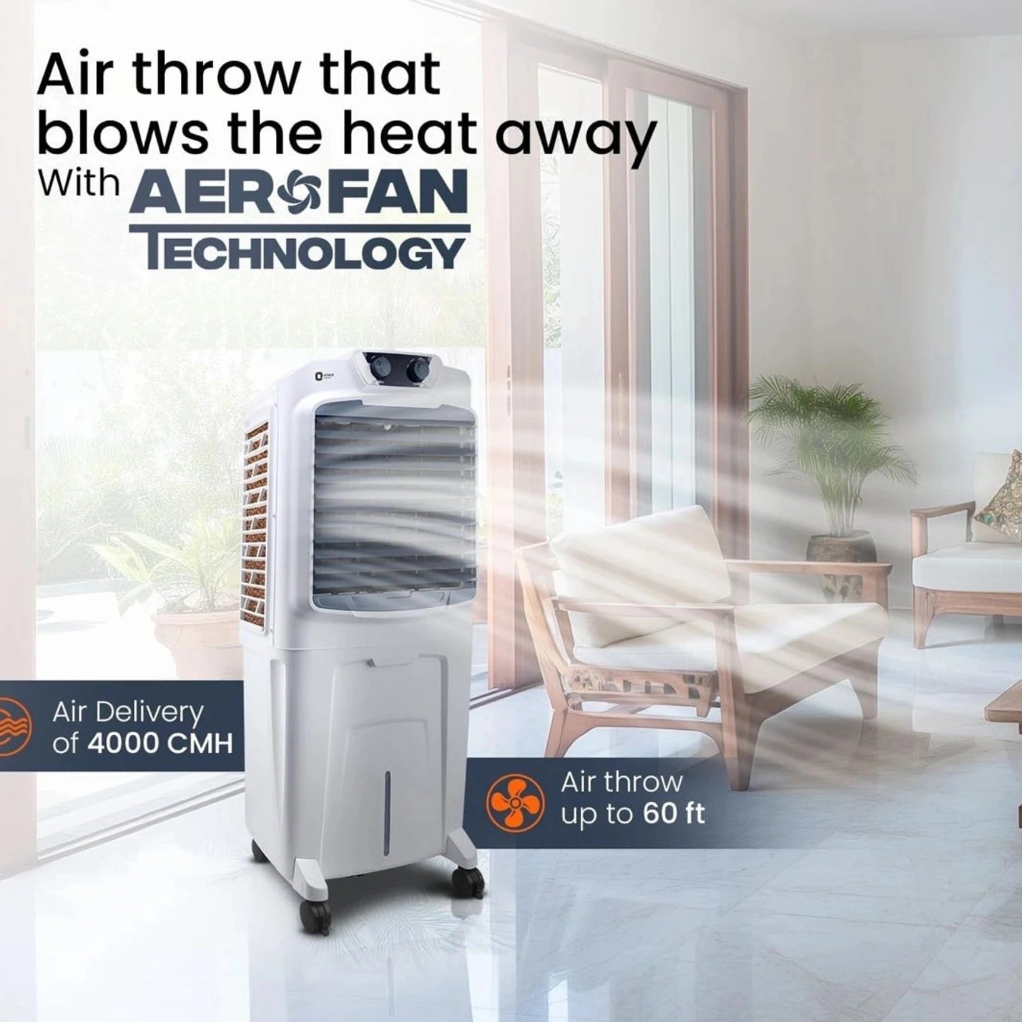 Orient 95 Litre Desert Air Cooler CD9510H – High Airflow | Honeycomb Pads | Inverter Compatible