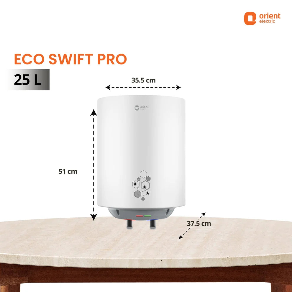Orient Ecoswift Pro 25 Litre Storage Water Heater (Geyser) | Rust Proof | 5 Years Warranty