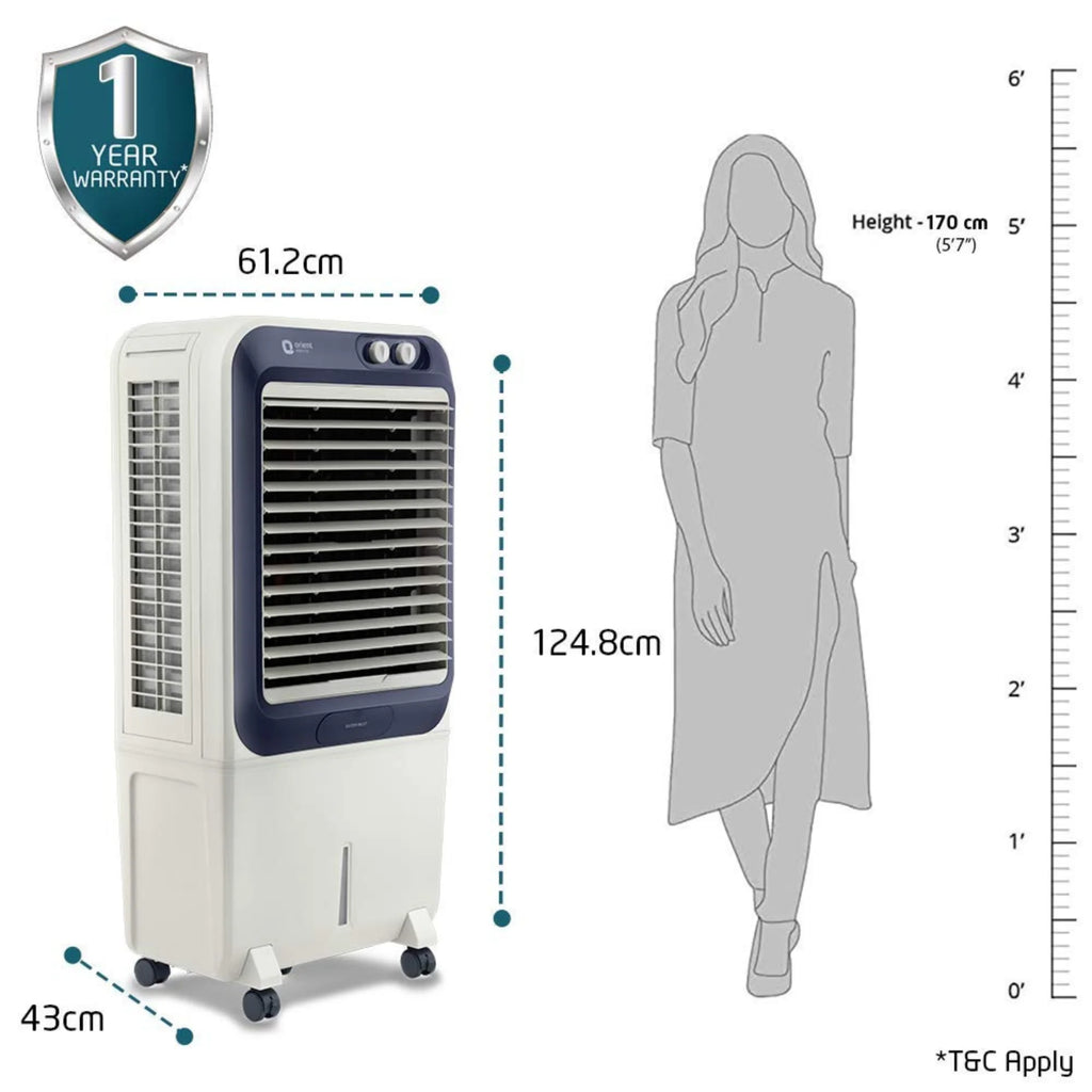 Orient Electric Knight 70 Litre Desert Air Cooler – Densenest Honeycomb Pads | Ice Chamber | Dust Filter