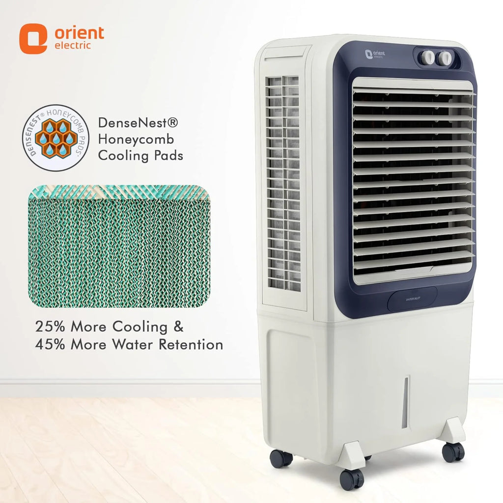 Orient Electric Knight 70 Litre Desert Air Cooler – Densenest Honeycomb Pads | Ice Chamber | Dust Filter