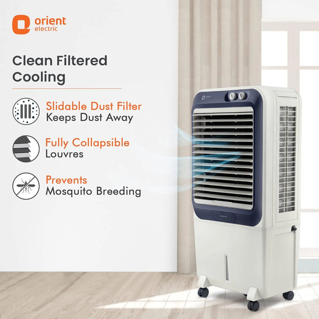 Orient Electric Knight 70 Litre Desert Air Cooler – Densenest Honeycomb Pads | Ice Chamber | Dust Filter