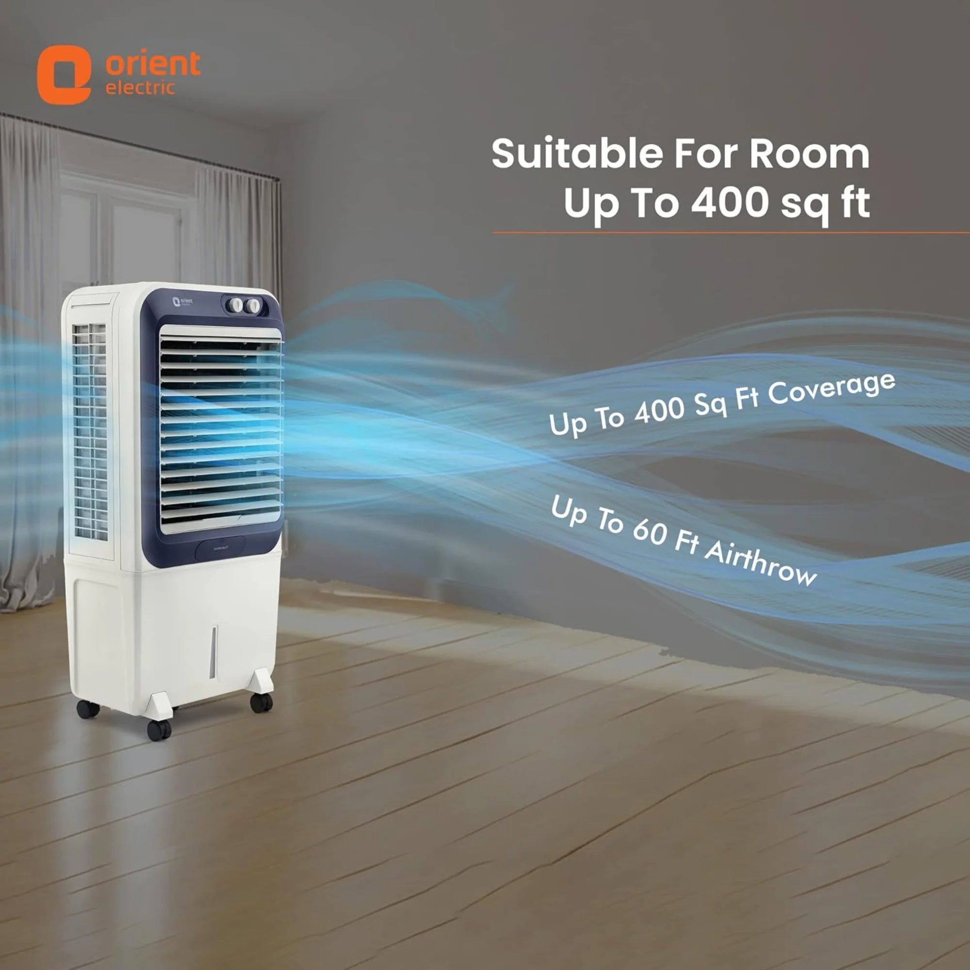 Orient Electric Knight 70 Litre Desert Air Cooler – Densenest Honeycomb Pads | Ice Chamber | Dust Filter