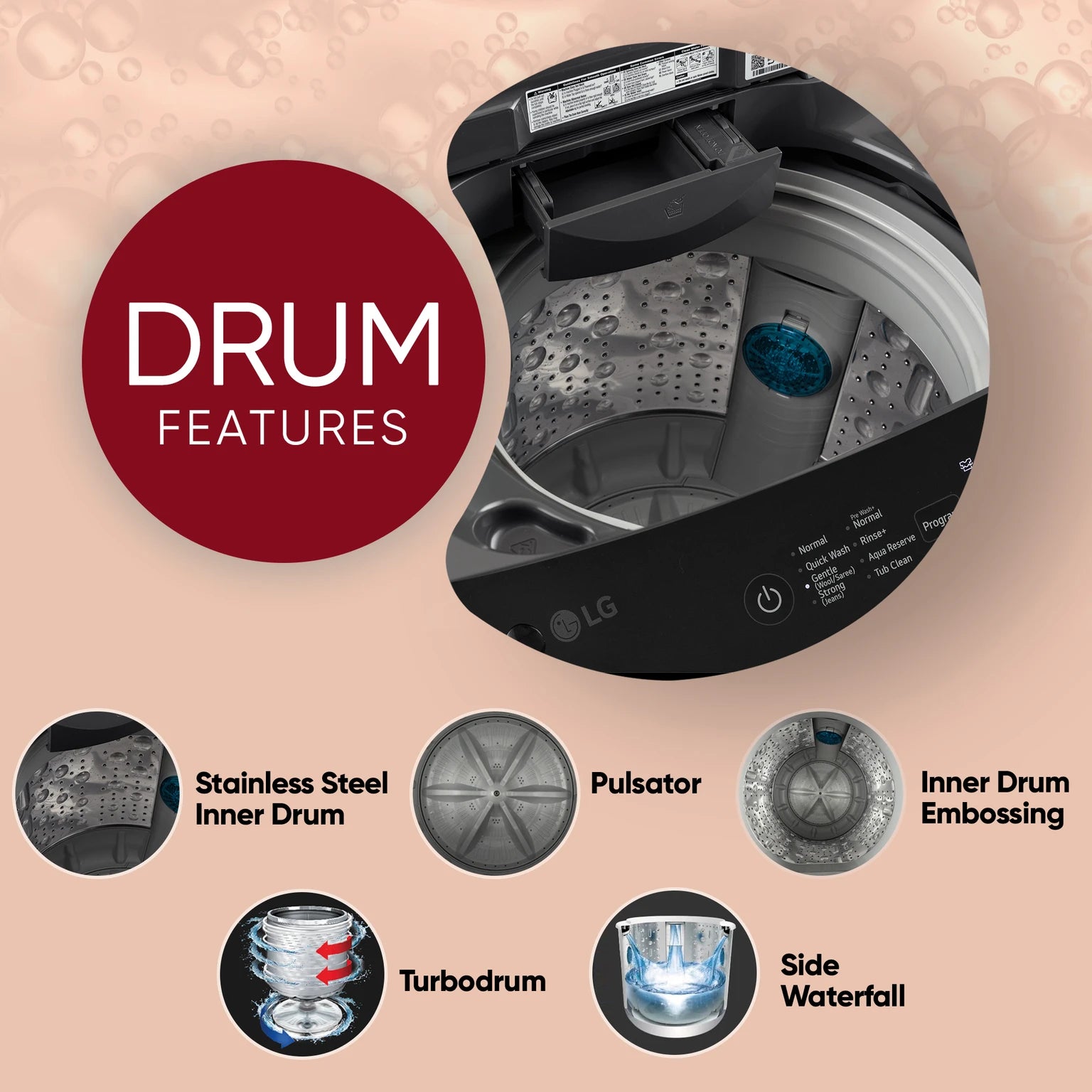 LG 8 kg 5 Star Fully Automatic Top Load Washing Machine (T80VBMB4Z, Middle Black)