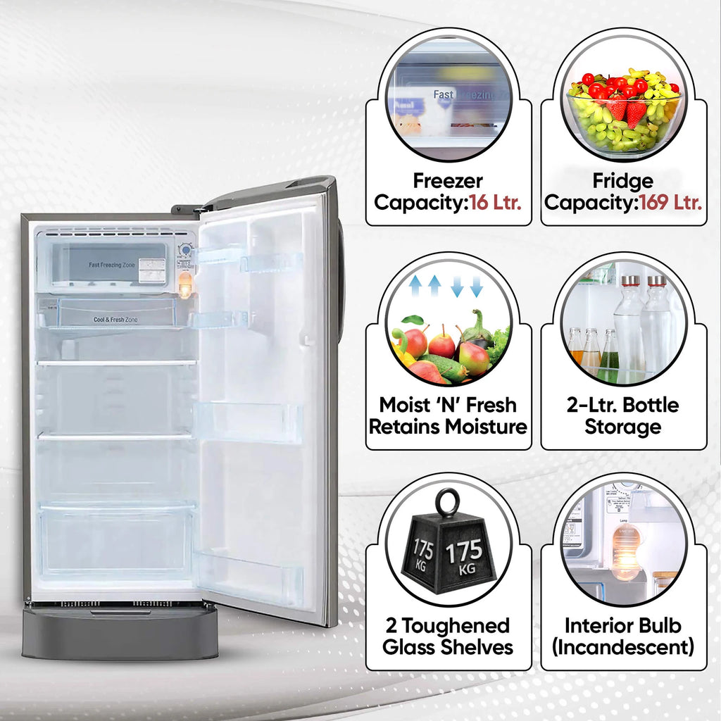LG 185L 5-Star Smart Inverter Single Door Refrigerator (GL-D201APZU)
