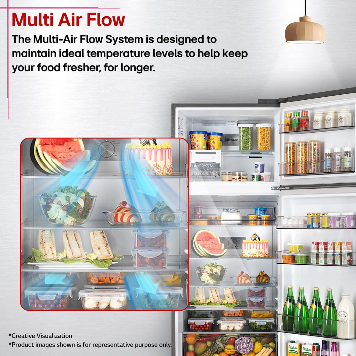LG 398 L Frost Free Double Door 3 Star Convertible Refrigerator  with Smart Inverter, Wi-Fi Enabled, Multi Air Flow Cooling, Express Freeze, Convertible, diagnosis, Deodorizer & 2026 Model (Shiny Steel, GLT4036SNPZ)