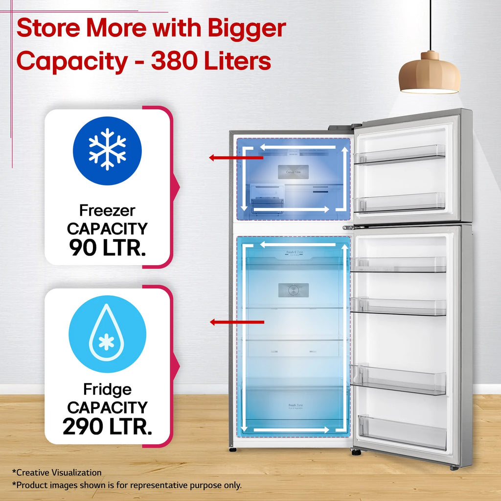 LG 380L 3-Star Convertible Double Door Refrigerator (GLT3836SNPZ)