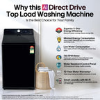 LG 11 kg Fully-Automatic Top Load Washing Machine with In-Built Heater (TX511SWO, Premium Black)