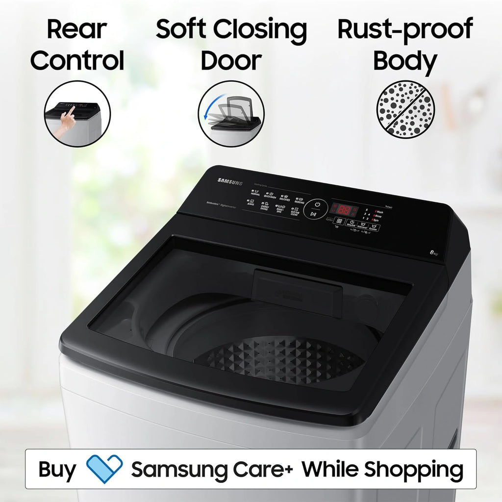 Samsung Smart Choice 8 kg 5 Star Fully-Automatic Top Load Washing Machine (WA80BG4441BGTL, Light Gray)