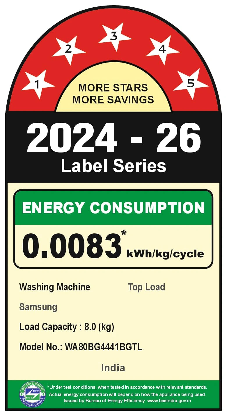 Samsung Smart Choice 8 kg 5 Star Fully-Automatic Top Load Washing Machine (WA80BG4441BGTL, Light Gray)