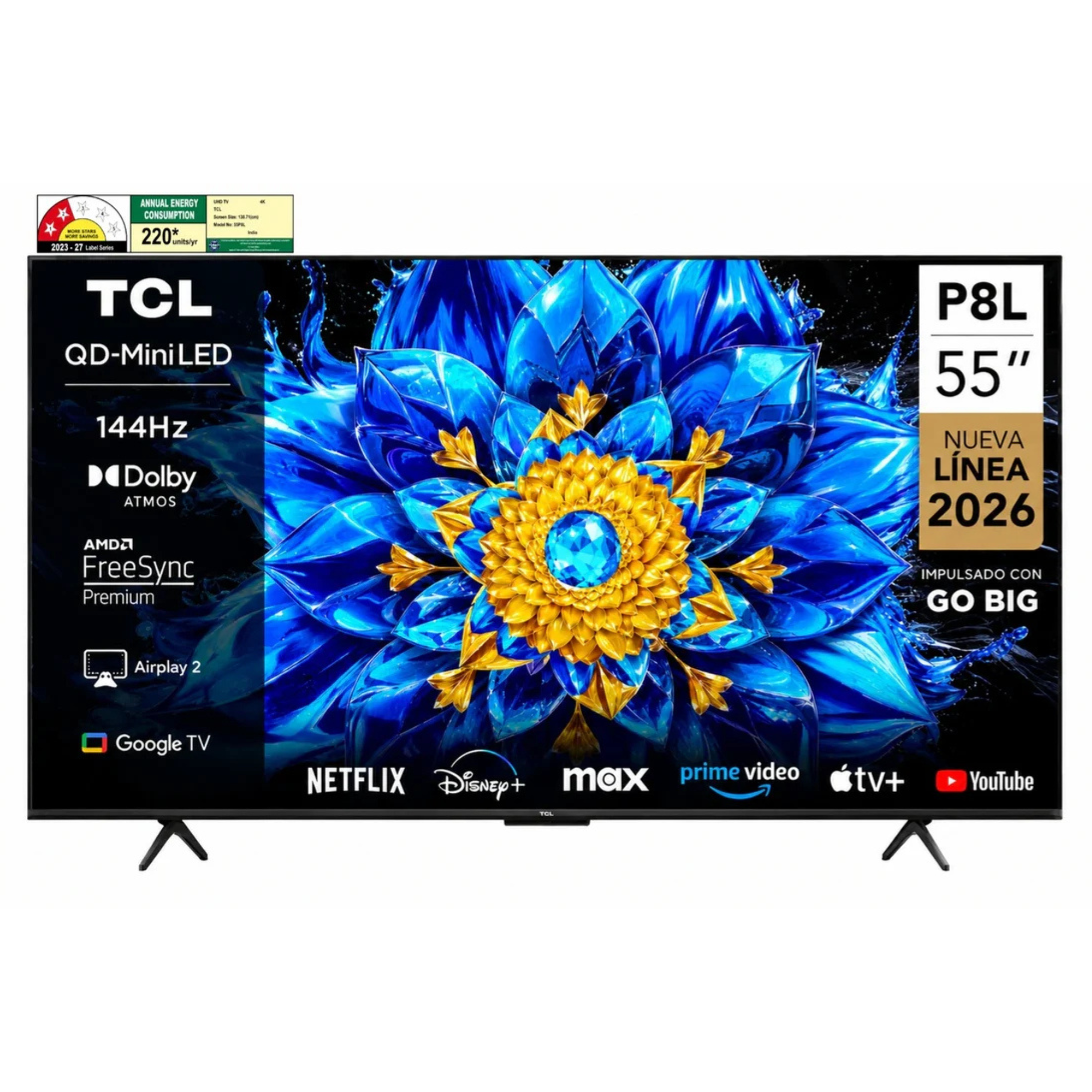 TCL 55 Inch 4K QLED Smart Google TV (55P8L)
