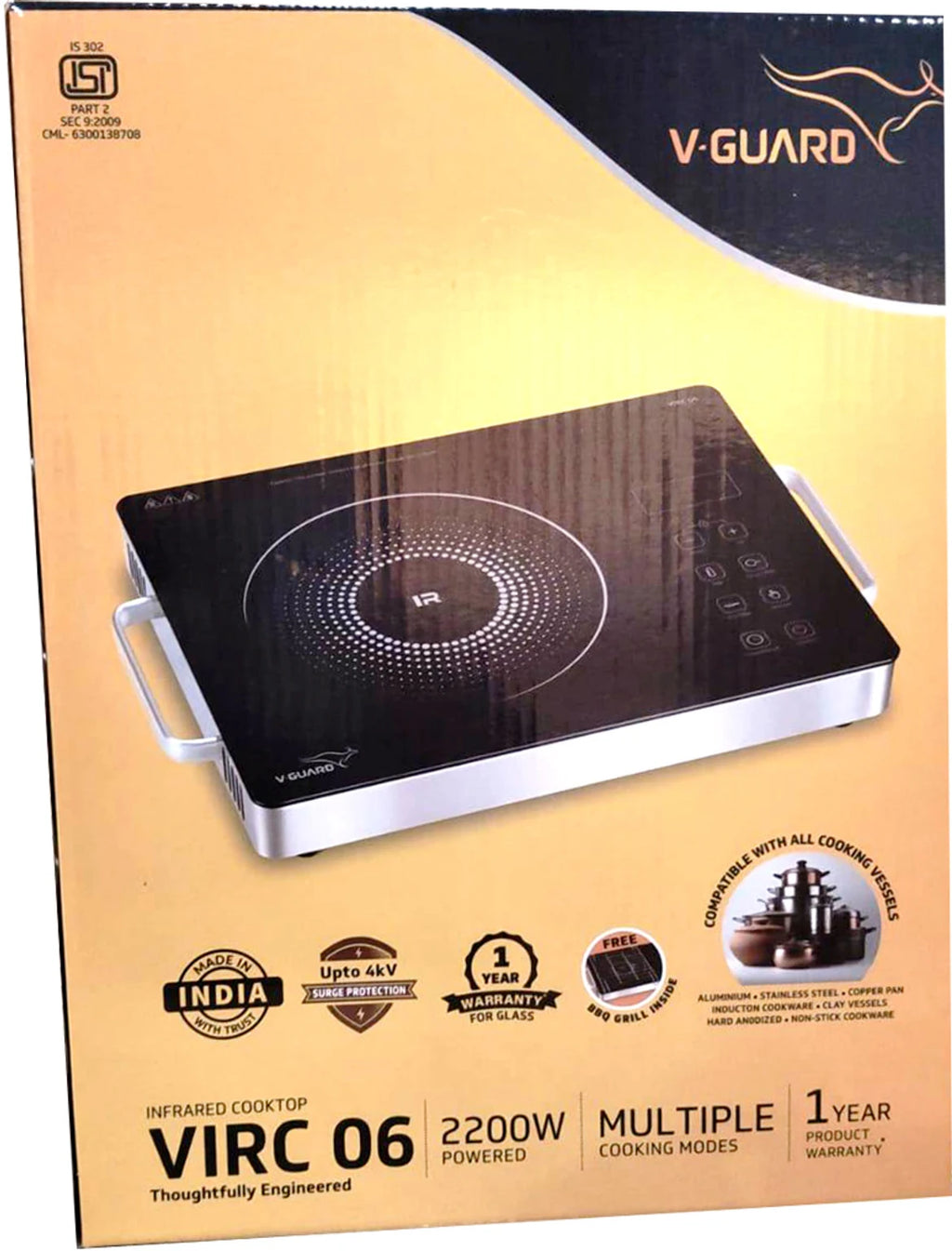 V-Guard VIRC 06 2200W Infrared Cooktop