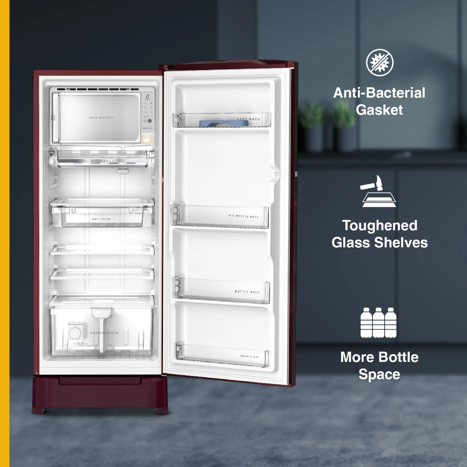 Whirlpool 236L 3 Star Direct Cool Single Door Refrigerator Wine Breeze with Base Drawer