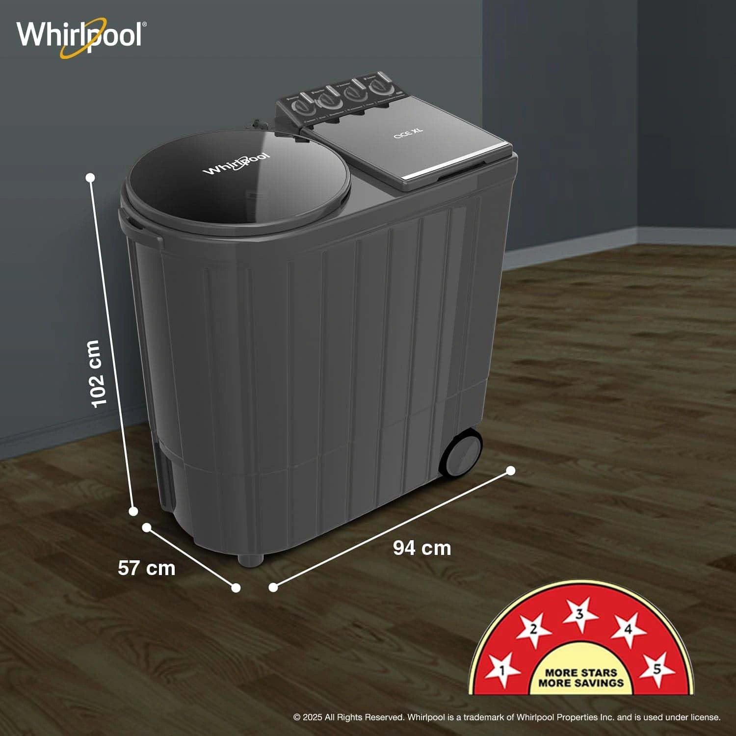 Whirlpool 11kg Refrigerator Tub and Dynamix Detergent Dispenser with 5 Years Product Warranty